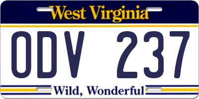 WV license plate ODV237