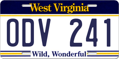 WV license plate ODV241