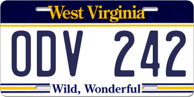 WV license plate ODV242