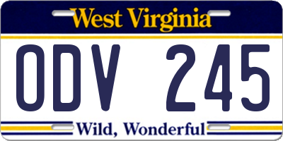 WV license plate ODV245