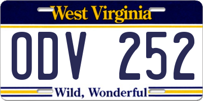 WV license plate ODV252