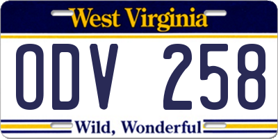 WV license plate ODV258