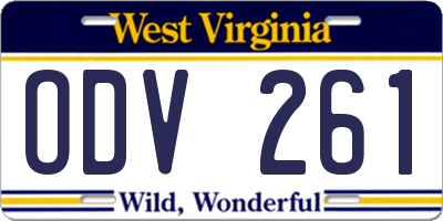 WV license plate ODV261