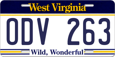 WV license plate ODV263