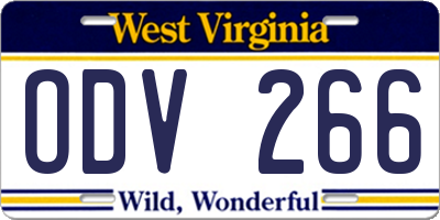 WV license plate ODV266