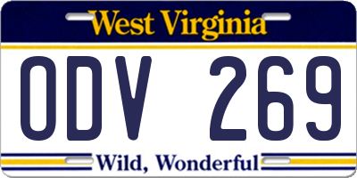 WV license plate ODV269