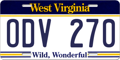 WV license plate ODV270