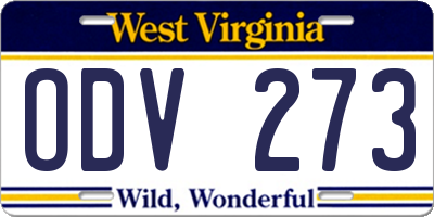 WV license plate ODV273