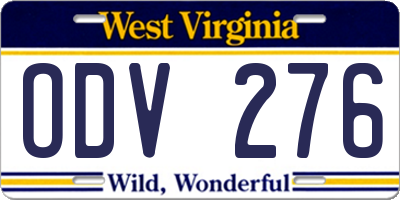 WV license plate ODV276