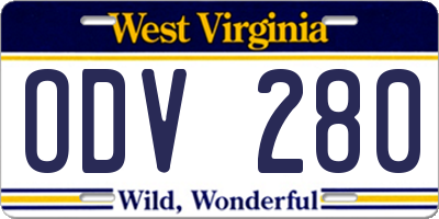 WV license plate ODV280