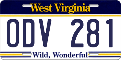 WV license plate ODV281