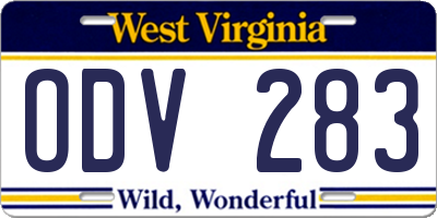 WV license plate ODV283