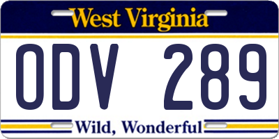 WV license plate ODV289