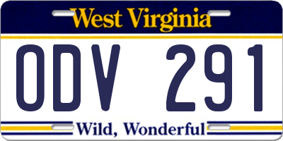 WV license plate ODV291