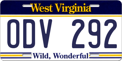 WV license plate ODV292
