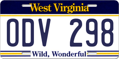 WV license plate ODV298