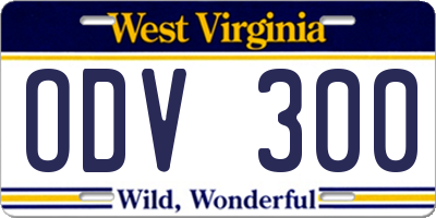 WV license plate ODV300