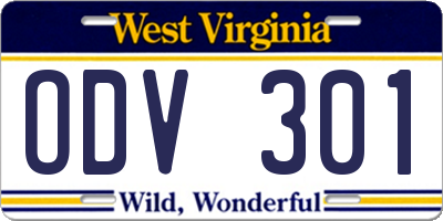 WV license plate ODV301