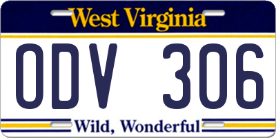 WV license plate ODV306