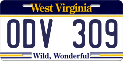 WV license plate ODV309