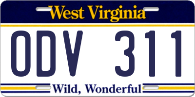 WV license plate ODV311
