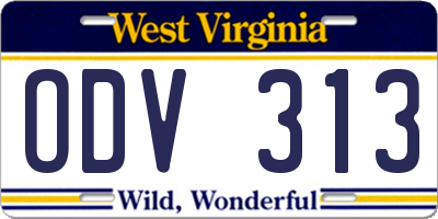 WV license plate ODV313