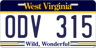 WV license plate ODV315