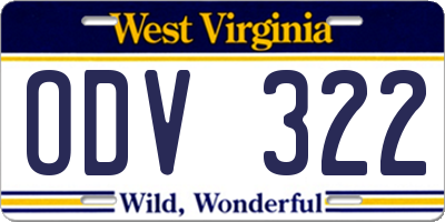 WV license plate ODV322