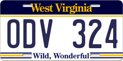 WV license plate ODV324