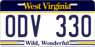 WV license plate ODV330