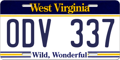WV license plate ODV337