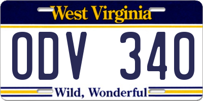 WV license plate ODV340