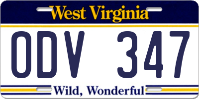 WV license plate ODV347