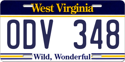 WV license plate ODV348