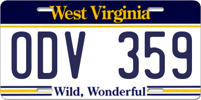 WV license plate ODV359