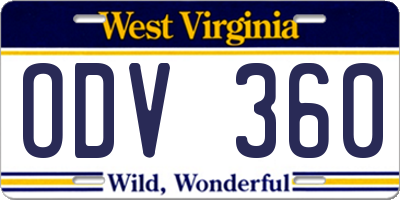 WV license plate ODV360
