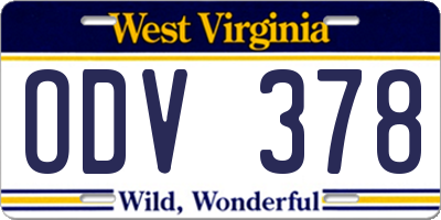 WV license plate ODV378