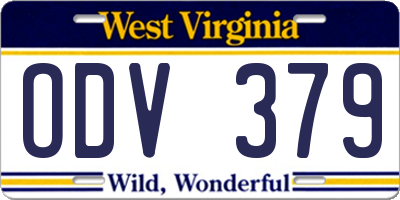 WV license plate ODV379