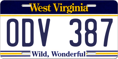 WV license plate ODV387
