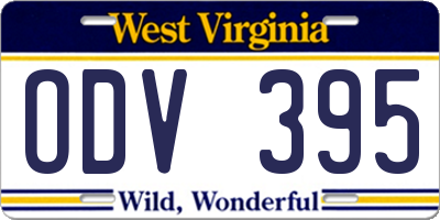 WV license plate ODV395