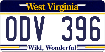 WV license plate ODV396