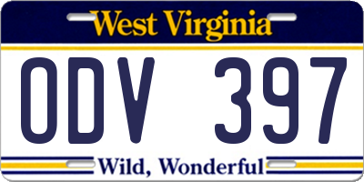 WV license plate ODV397