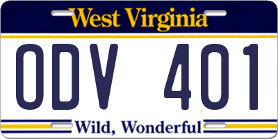 WV license plate ODV401