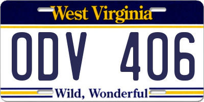 WV license plate ODV406