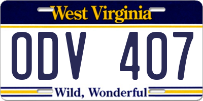 WV license plate ODV407