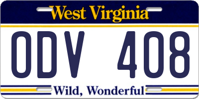 WV license plate ODV408
