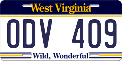 WV license plate ODV409