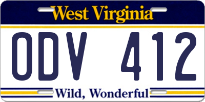 WV license plate ODV412
