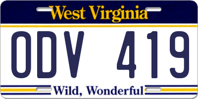 WV license plate ODV419