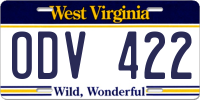 WV license plate ODV422